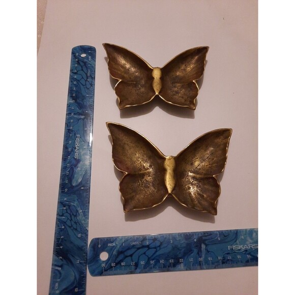 Vintage Cast Metal Butterfly Trinket Dish / Ashtray set of two - Picture 1 of 6